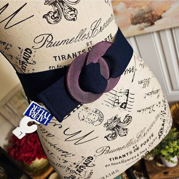 VTG Laura Tyler Stylish Elastic Navy & Purple Wide Statement Belt - M Fit - Picture 1 of 16